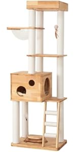 Amazon | 【なになにLife】 キャットタワー 木製 天然木 大型 据え置き